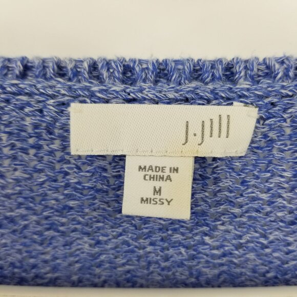 J. Jill Blue Knit Women's Long Sleeved Sweater Medium Missy Coastal Minimalist - Picture 4 of 12